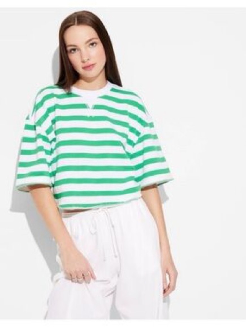 wild fable Striped Cropped Boxy Tee Shirt Size XXL